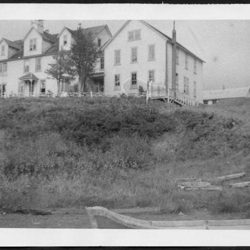 black and white picture of Christie Indian Residential School on Meares Island